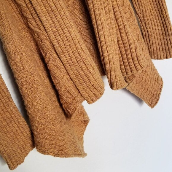 Anthropologie Canary Knitting Needle Cardigan S Open Front Wool Blend Mustard - Picture 12 of 15